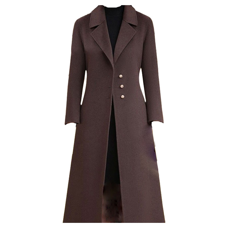 Casual Solid Color Button woolen Single Breasted Coat Woolen Coatpicture2
