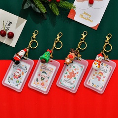 Christmas Silicone Waterproof Double-Sided Transparent Cartoon Key Button Campus Card Holder