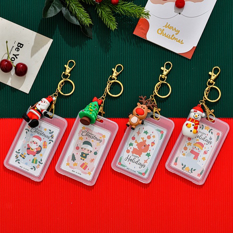 Christmas Silicone Waterproof Double-Sided Transparent Cartoon Key Button Campus Card Holder's discount tags