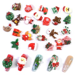 Christmas Cute Santa Claus Snowflake Deer Resin Nail Decoration Accessories 1 Set