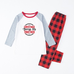 Fashion Letter Plaid Polyester Printing Pants Sets Family Matching Outfitspicture9