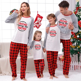 Fashion Letter Plaid Polyester Printing Pants Sets Family Matching Outfitspicture8