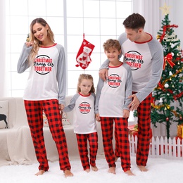 Fashion Letter Plaid Polyester Printing Pants Sets Family Matching Outfitspicture11