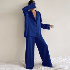 Fashion Solid Color Pajama Sets Imitated Silk Polyester Pants Sets Lingerie & Pajamas