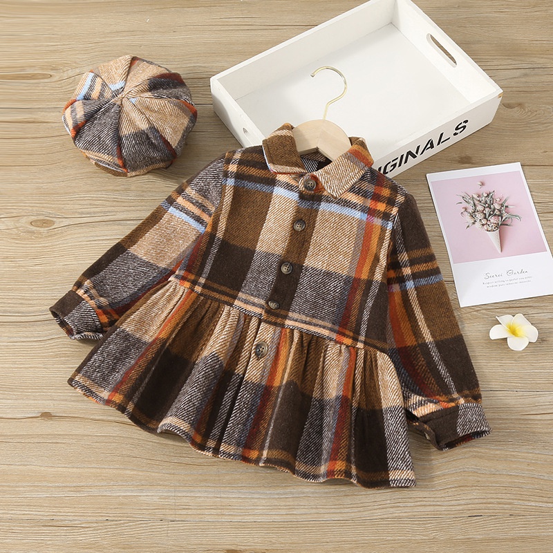 Preppy Style Plaid Woolen Girls Clothing Sets