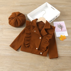 Solid Color Woolen Girls Outerwear