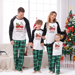 Fashion Letter Plaid Polyester Printing Pants Sets Family Matching Outfits