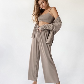 Fashion Solid Color Pajama Sets Polyester Pants Sets Lingerie  Pajamaspicture16