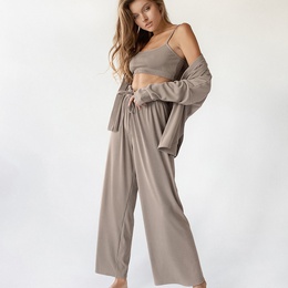 Fashion Solid Color Pajama Sets Polyester Pants Sets Lingerie  Pajamaspicture8