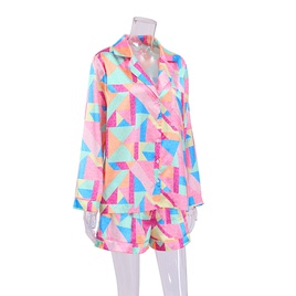 Fashion Geometric Pajama Sets Imitated Silk Polyester Shorts Sets Lingerie  Pajamaspicture12
