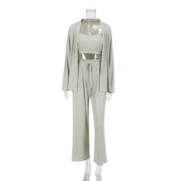 Fashion Solid Color Pajama Sets Polyester Pants Sets Lingerie  Pajamaspicture7