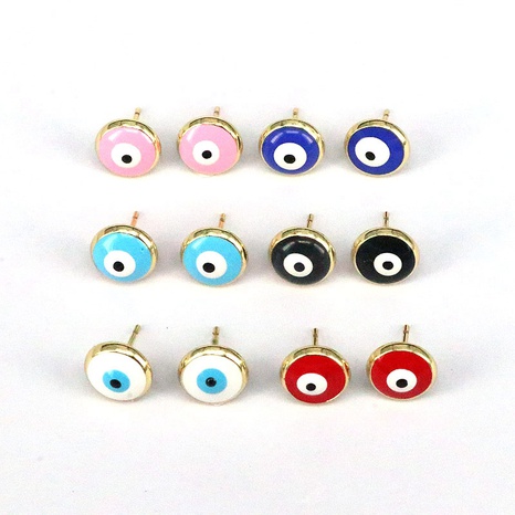Fashion Round Eye Copper Enamel Gold Plated Ear Studs 1 Pair's discount tags