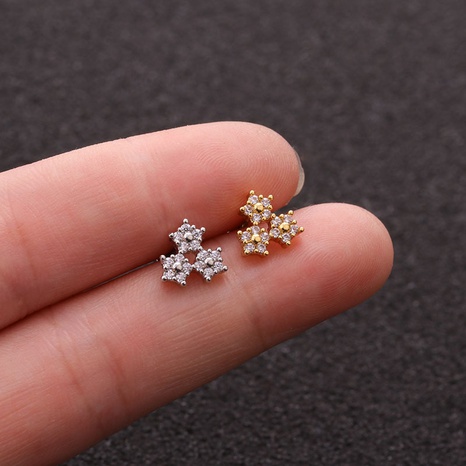 Fashion Flower Copper Inlay Zircon Ear Studs 1 Piece's discount tags