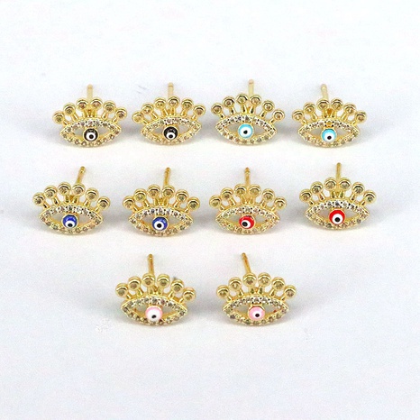 Fashion Eye Copper Gold Plated Zircon Ear Studs 1 Pair's discount tags