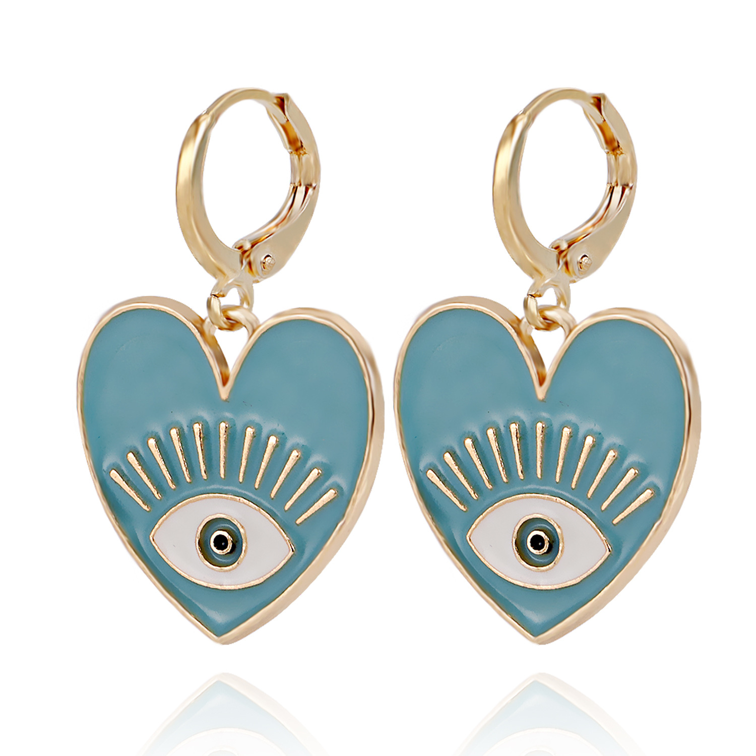 Fashion DevilS Eye Heart Shape Alloy Stoving Varnish Plating WomenS Dangling Earrings 1 Pairpicture11