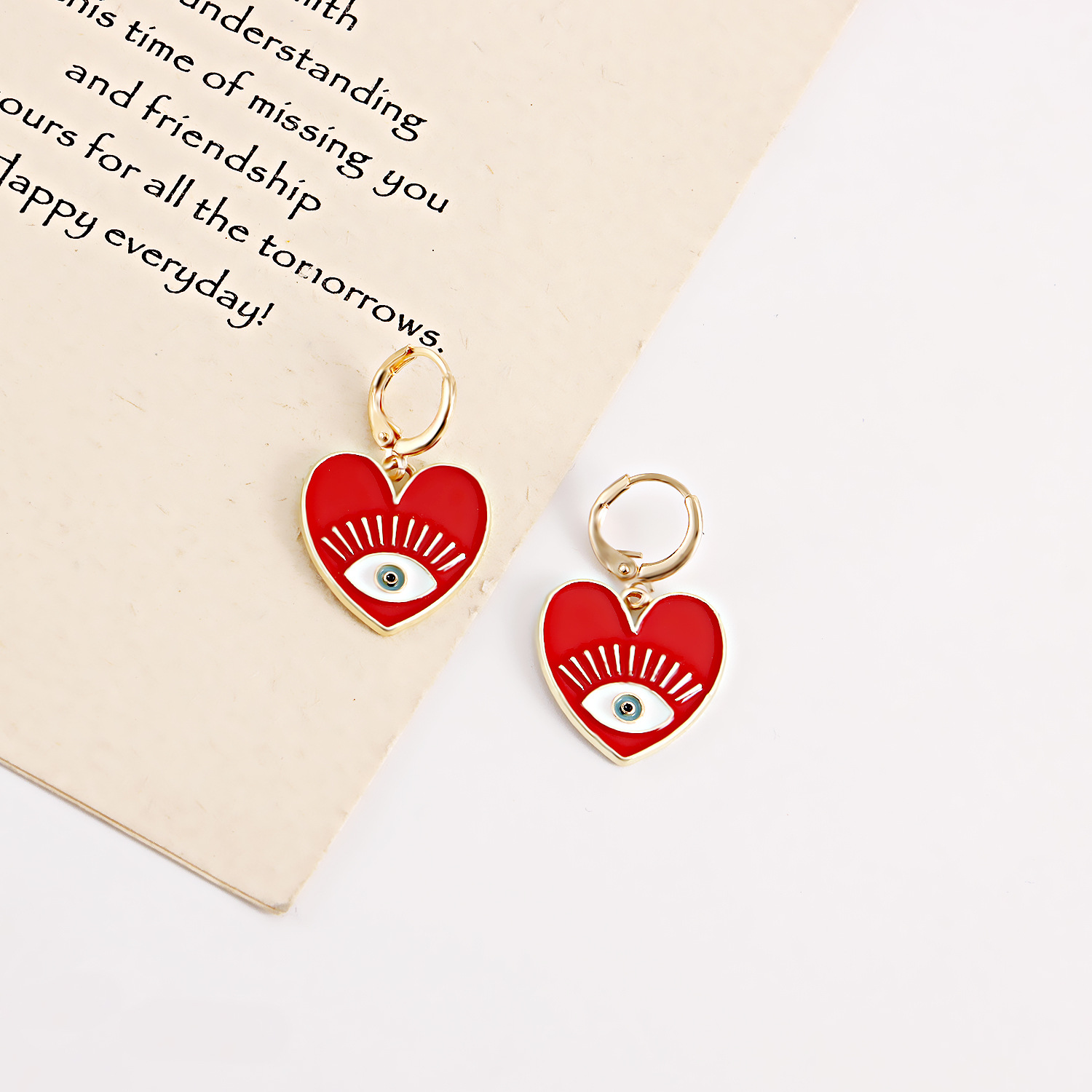 Fashion DevilS Eye Heart Shape Alloy Stoving Varnish Plating WomenS Dangling Earrings 1 Pairpicture10