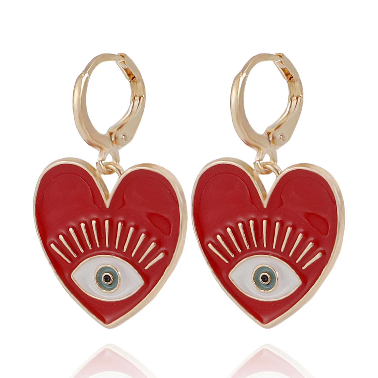 Fashion DevilS Eye Heart Shape Alloy Stoving Varnish Plating WomenS Dangling Earrings 1 Pairpicture8