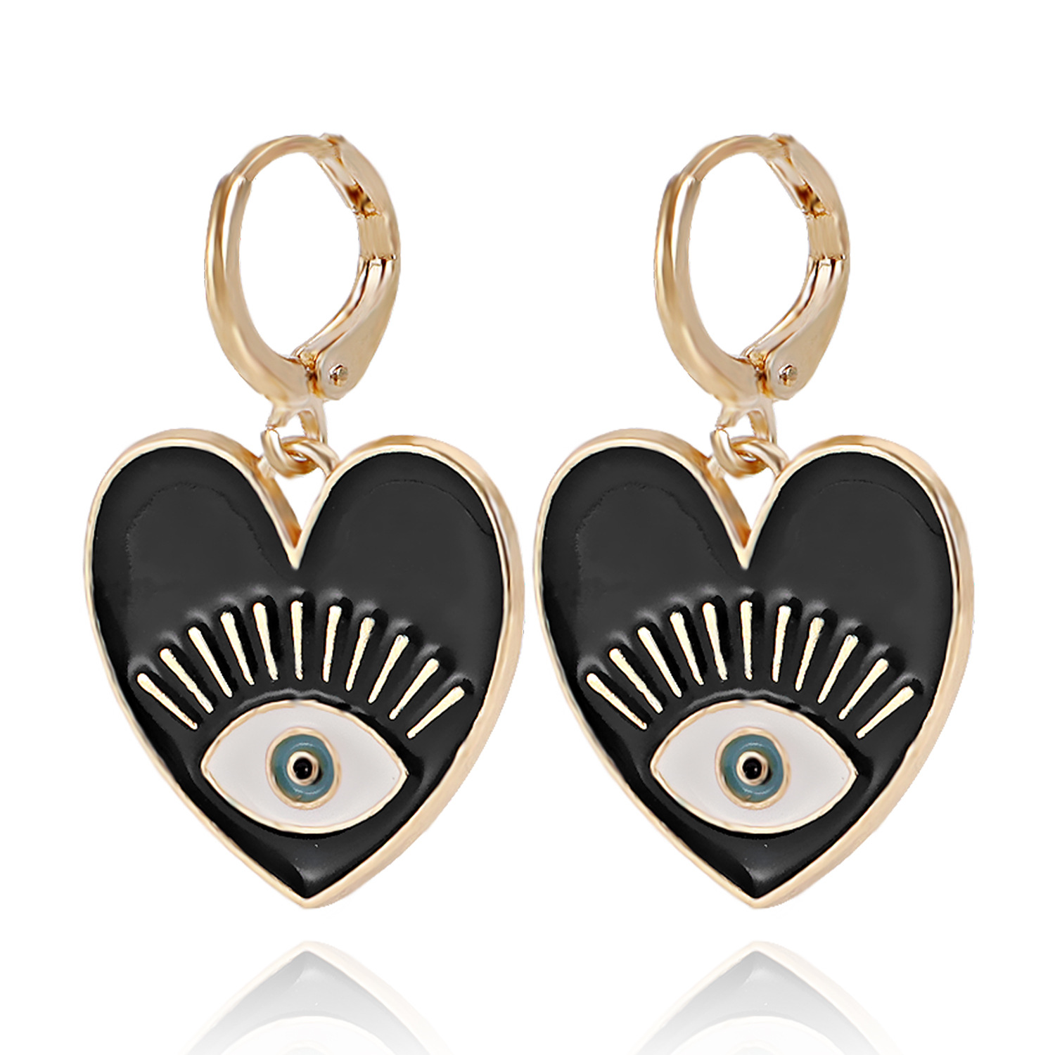 Fashion DevilS Eye Heart Shape Alloy Stoving Varnish Plating WomenS Dangling Earrings 1 Pairpicture2