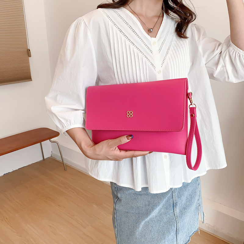 WomenS SpringSummer Pu Leather Solid Color Business Square Flip Cover Clutch Bagpicture5