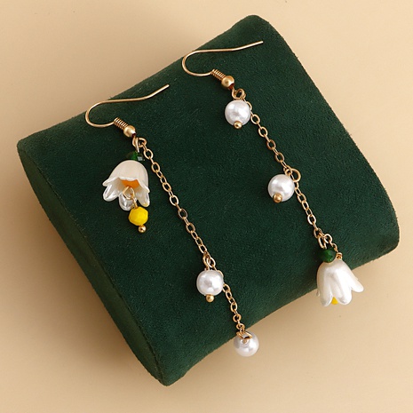 Mode Fleur Alliage Gland Placage Perles Artificielles Femmes Crochet d'oreille 1 Paire's discount tags
