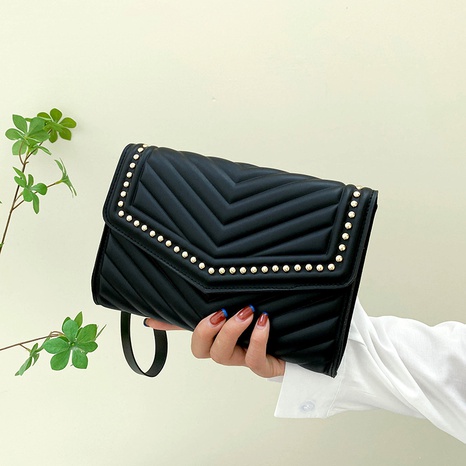 Women'S Spring&Summer Pu Leather Solid Color Fashion Square Flip Cover Clutch Bag's discount tags
