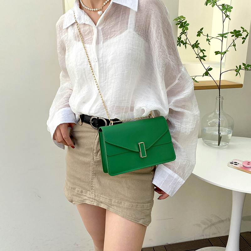 WomenS SpringSummer Pu Leather Solid Color Fashion Square Flip Cover Shoulder Bagpicture6