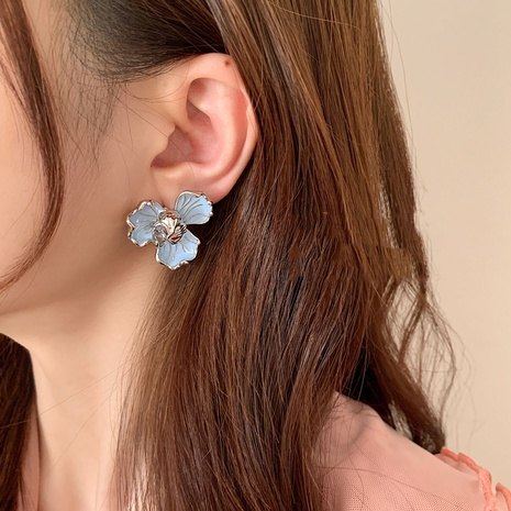 Fashion Flower Alloy Enamel Zircon Women'S Ear Studs 1 Pair's discount tags