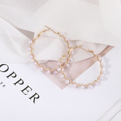 Simple Style Circle Alloy Artificial Pearls Women'S Hoop Earrings 1 Pair