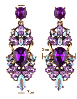 Retro Rhinestones  earring purple  NHJQ8832purplepicture1