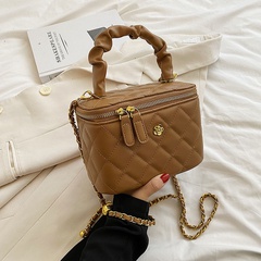 Women'S Small All Seasons PU Leather Lingge Fashion Square Zipper Crossbody Bag
