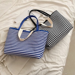 Women'S Fashion Stripe Canvas Shopping bags