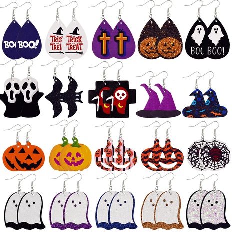 Retro Pumpkin Grimace PU Leather Patchwork Women'S Drop Earrings 1 Pair's discount tags