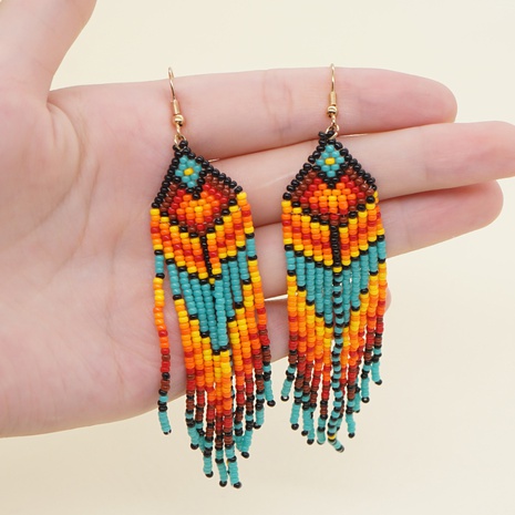 Retro Multicolor Glass Beaded Tassel Women'S Drop Earrings 1 Pair's discount tags