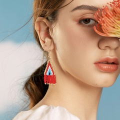 Retro Multicolor Glass Beaded Tassel Women'S Drop Earrings 1 Pair