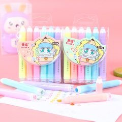 Candy Color Portable Student Stationery Fluorescent Pen with Seal 6 PCS