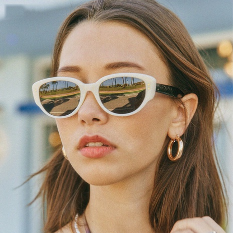 Fashion Color Block Resin Cat Eye Full Frame Women's Sunglasses's discount tags