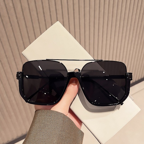 Basic Solid Color Resin Square Half Frame Women's Sunglasses's discount tags