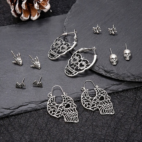 Punk Palm Skull Alloy Hollow Out Women'S Earrings 6 Pairs's discount tags