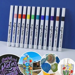 Acryl 12-Farbe Marker Stift kinder DIY Malerei Färbung Pinsel 1 set