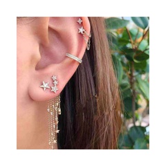 Sweet Star Tassel Alloy Inlay Rhinestones Women'S Drop Earrings Ear clips 1 Set