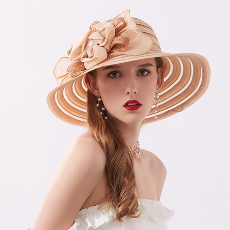 Women'S Fashion Solid Color Flowers Flat Eaves Sun Hat's discount tags