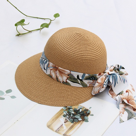 Women'S Vacation Solid Color Bowknot Straw Hat's discount tags