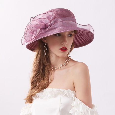 Women'S Fashion Solid Color Flowers Flat Eaves Sun Hat's discount tags
