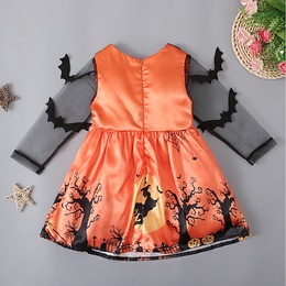 Halloween Fashion Pumpkin Tree Bat Net Yarn Polyester Girls Dressespicture8