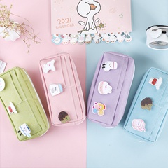 cute Cartoon  Large Capacity Canvas Pencil Case Student Stationery Wholesale