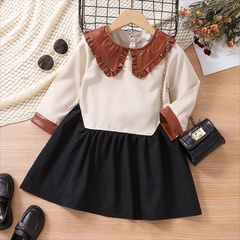 Preppy Style Color Block Polyester Girls Clothing Sets