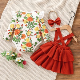 Fashion Flower Polyester Girls Clothing Setspicture9