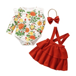 Fashion Flower Polyester Girls Clothing Setspicture12