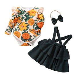 Fashion Flower Polyester Girls Clothing Setspicture24