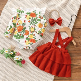 Fashion Flower Polyester Girls Clothing Setspicture8